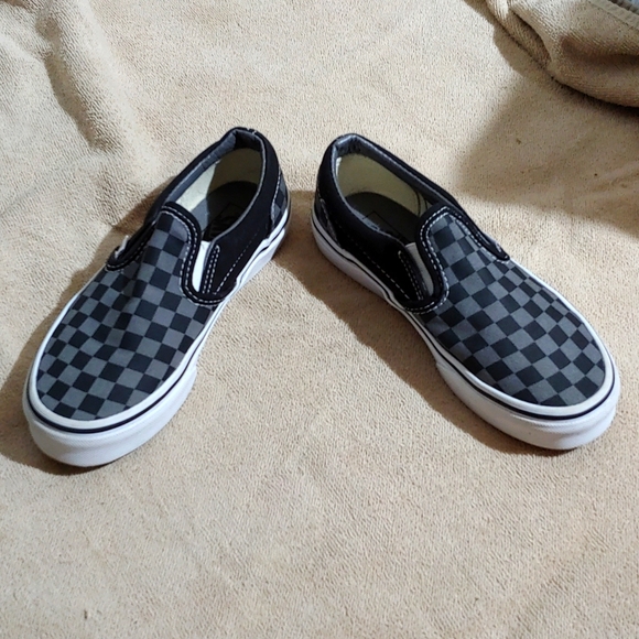 NWOT * VANS * KID'S SIZE 2 * BLACK/GRAY CHECKER PRINT * SLIP-ON * OFF THE WALL - Picture 4 of 11